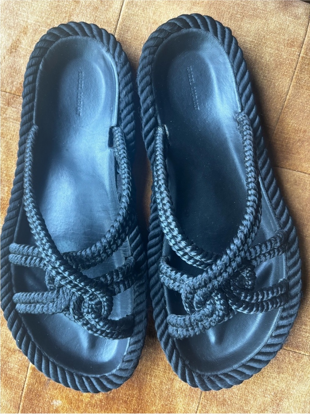 Isabel Marant Black Rope Slide Sandals